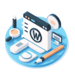 a computer screen with the wordpress logo on it