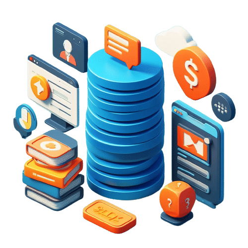 a stack of stacks of coins with different icons