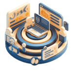 a laptop sitting on top of a circular object